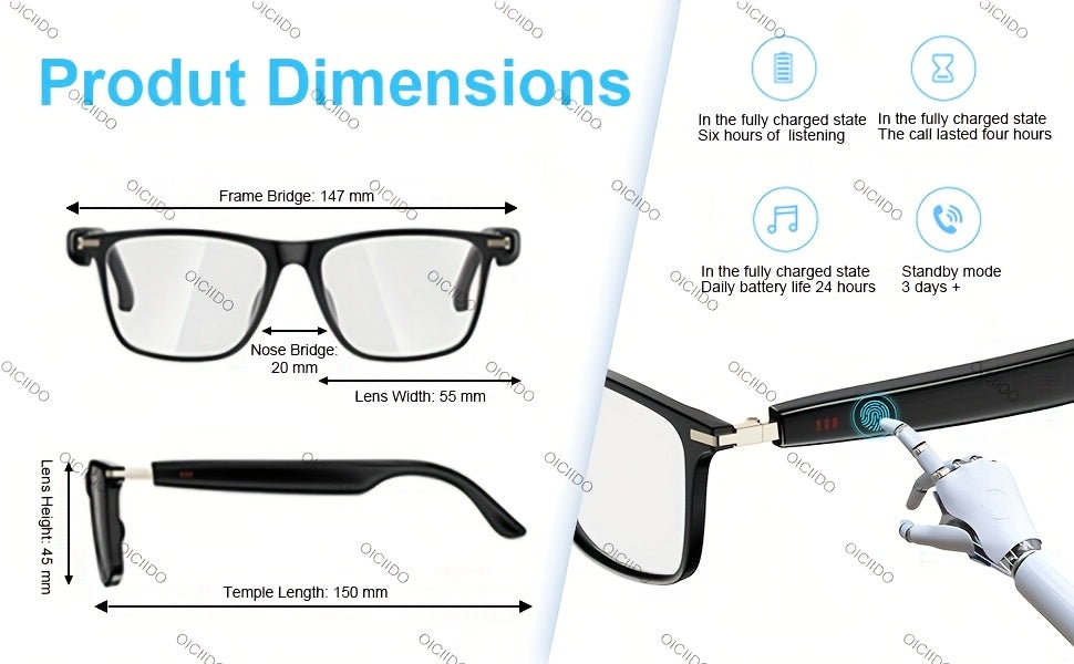 Conference Translation Glasses by OICIIDO, AI Smart Eyewear with 160-Language Recognition, Real-Time Interpretation and Meeting Transcript Summarization