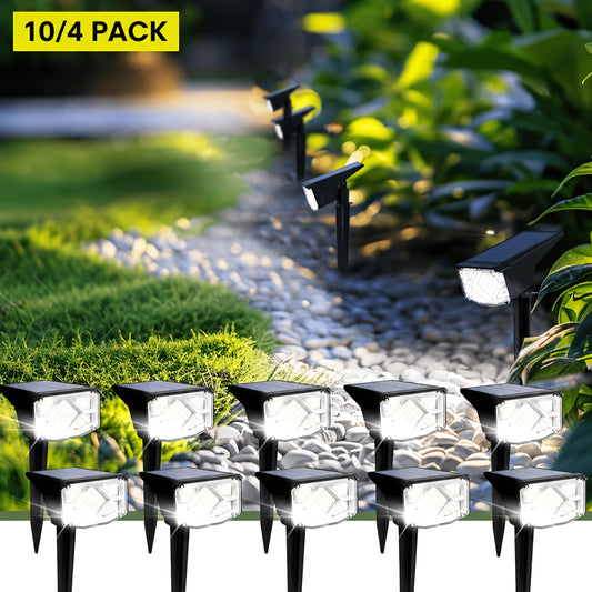 Solar Landscape Spotlights in Warm or Cool White, 4, 6 or 10 Pack Garden Accent Lights with Listed 38 LEDs and Three Modes for Pathway and Holiday Decor