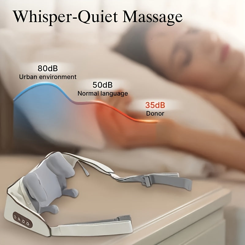 8D Kneading Neck and Shoulder Massager with Wireless Electric Massage Pillow Design, Black or Beige Color Options for Adult Home Relaxation