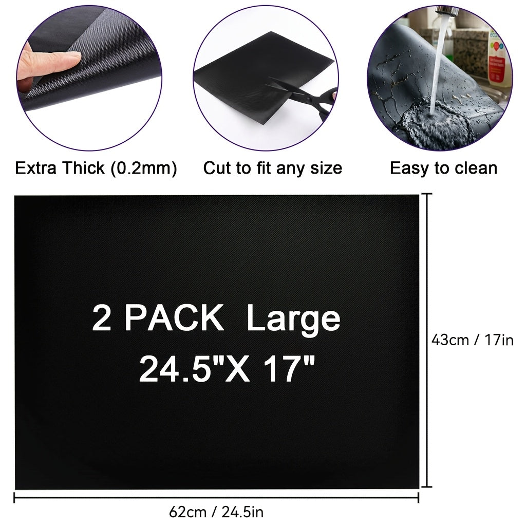 Reusable Oven Liners, 2-Piece Large 17 x 24.5 Inch Nonstick Mat Set for Catching Cooking Drips in Compatible Electric or Gas Ovens with Approved Placement