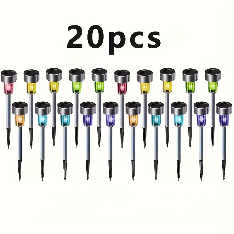Solar LED Rod Lights with Listed Stainless Steel and IP44 Rating, 20 to 50 Piece Pack Labels in Multicolor, White or Warm Light for Garden and Patio Decoration