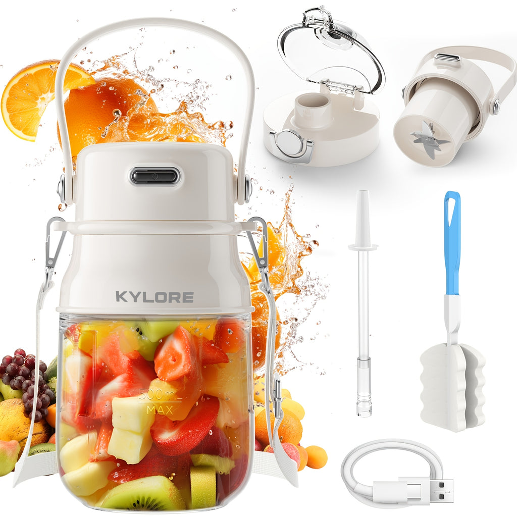 10-Blade Portable Blender 27oz, USB Rechargeable Personal Blender Cup for Smoothies, Shakes and Milkshakes, 800ml Travel Blender for Office, Gym, Picnics and Kitchen
