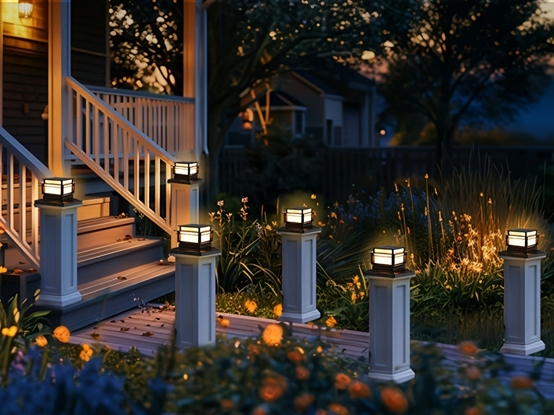 Solar Post Cap Lights 6 Pack for Fence and Deck Posts, Outdoor LED Accent Lighting for Decorative Garden, Porch, Patio and Stair-Area Settings