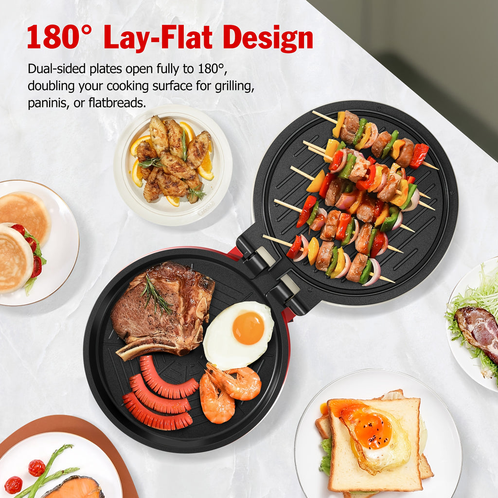 Electric Pizza Maker and Grill with 12-Inch Black or 8.5-Inch Red and Yellow Options for Home Quesadillas, Sandwiches and Vegetable Meal Preparation