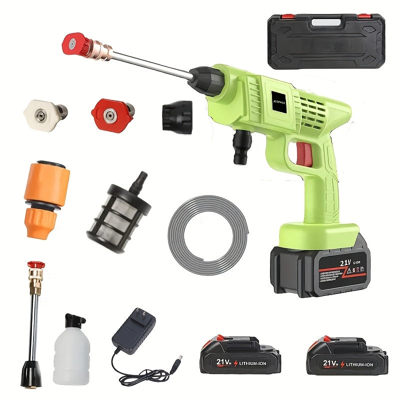 Cordless Pressure Cleaner with Single or Dual Rechargeable Battery Options, Foam Nozzle Reference and Multiple Color Labels for Car Care and Outdoor Cleanup
