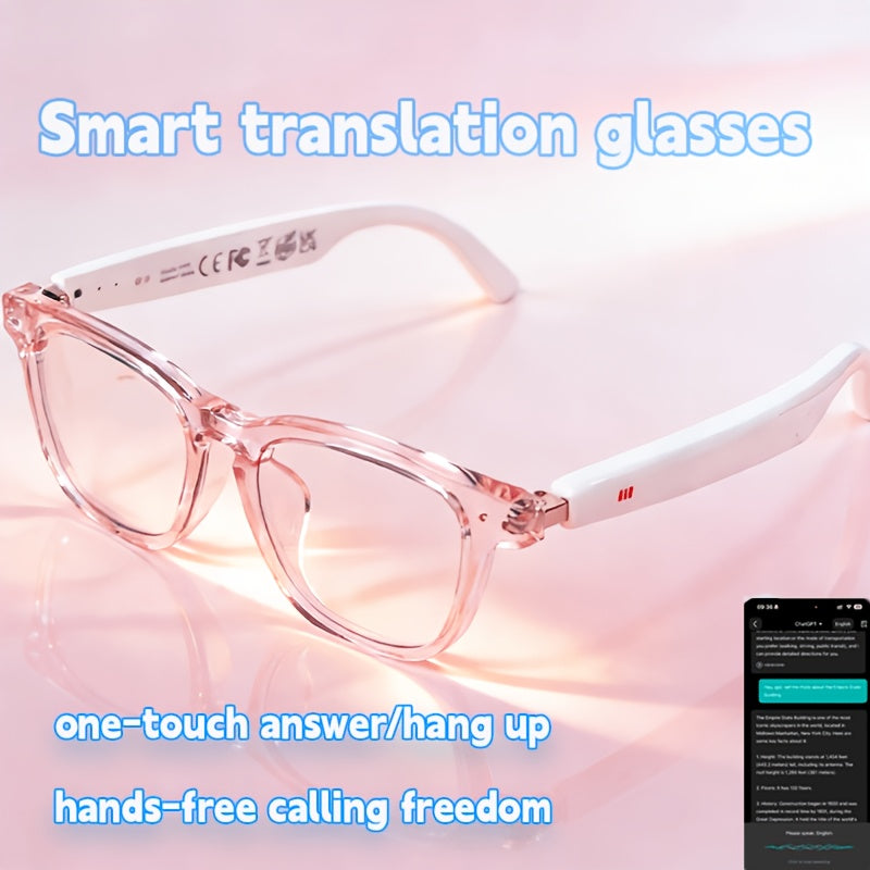 164-Language Smart Translation Glasses with Music Playback, Phone Calls and AI Voice Assistant, Unisex Audio Eyewear for Travel and Everyday Conversations