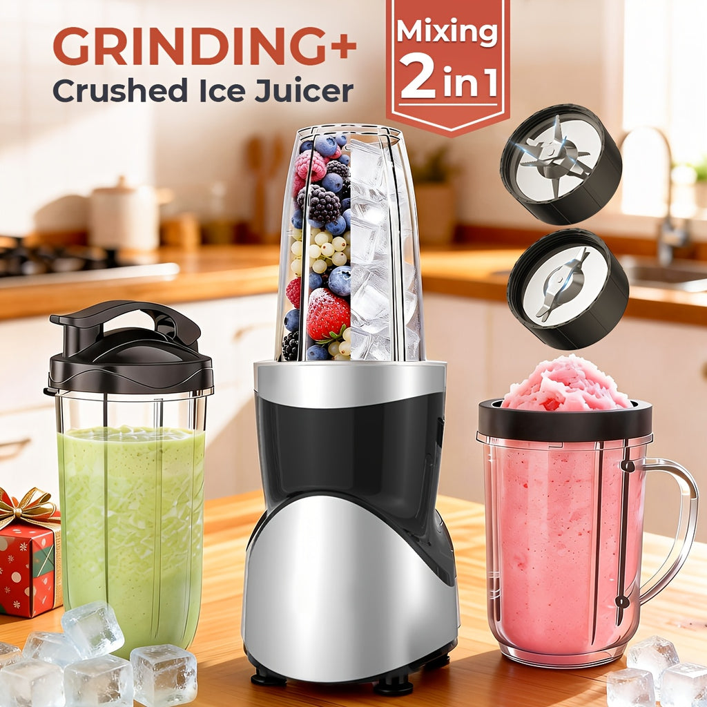 Smoothie Blender and Grinder 12-Piece Combo with Portable Cup, BPA-Free Protein Shake Mixer for Everyday Breakfast Drinks and Summer Fruit Blends
