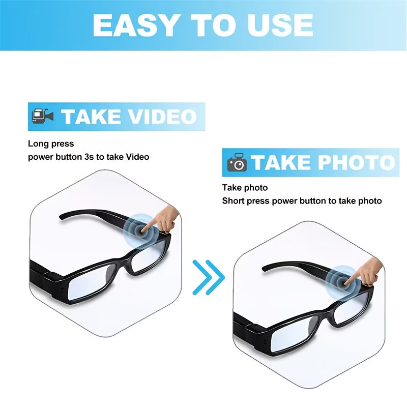 Video Camera Glasses with Listed 1080P Recording, TF Card Slot and USB Connection, 13B Model Options with a Separate 32G TF-Labeled Package