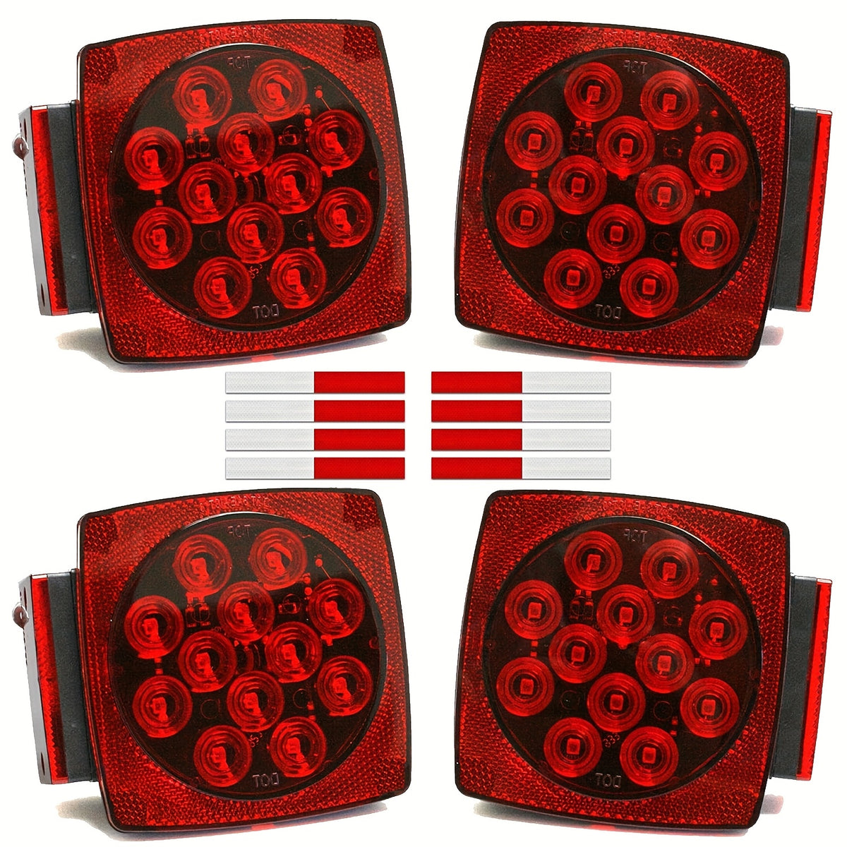 12V LED Trailer Lights with Square Stop, Tail and Turn Signal Lighting References, Light Pack Selections and Optional 29FT Trailer Wiring Kits