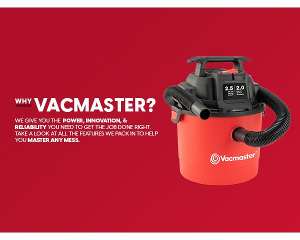 Vacmaster Wet Dry Vacuum Cleaner, 2.5 Gallon Portable Shop Vacuum with Listed 2 Peak HP, Blower Function, Wall-Mount Design and On-Board Storage for Home Cleanup