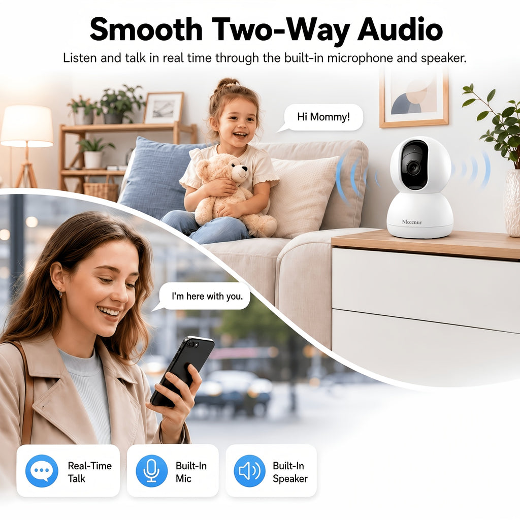 Home Surveillance Camera Set, 4-Pack 1080P WiFi Security Cameras with PTZ Control, PIR Motion Detection, Color Night Vision, Two-Way Audio and App Remote Viewing