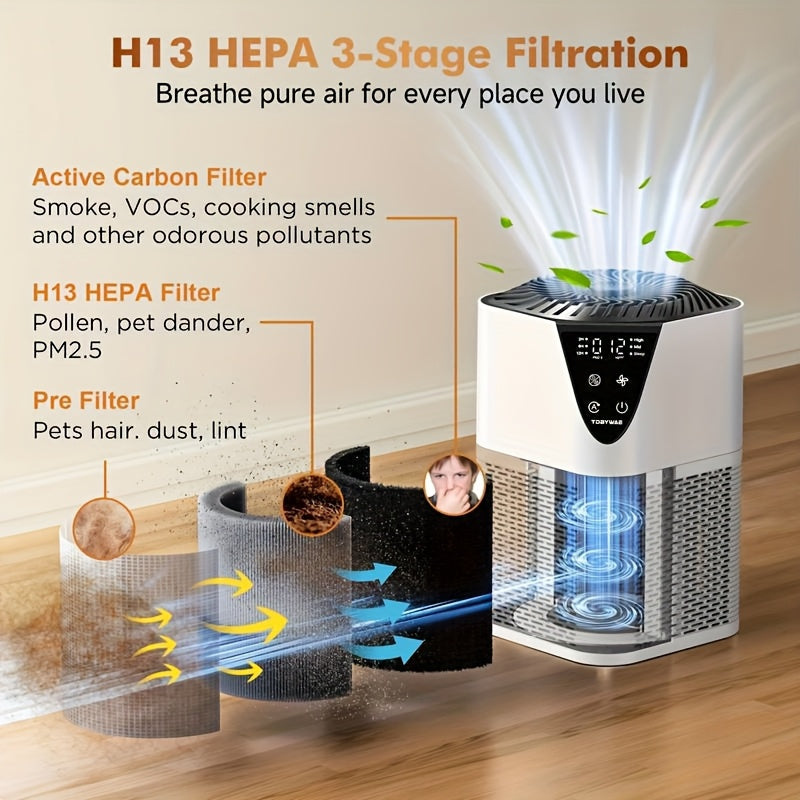 HEPA Air Purifier for Large Rooms up to 1076 Sq Ft, H13 True HEPA 3-Stage Filtration, 25dB Ultra-Quiet, Aroma Diffuser, Touch Control, for Bedroom, Kitchen, Office & Pet Owners