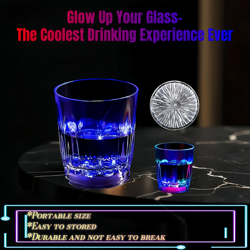 LED Light-Up Party Wine Glasses with Color-Changing Mode Wording, Small Cup Sets in 12 or 15-Piece Options for Birthdays, Weddings and Holiday Celebrations