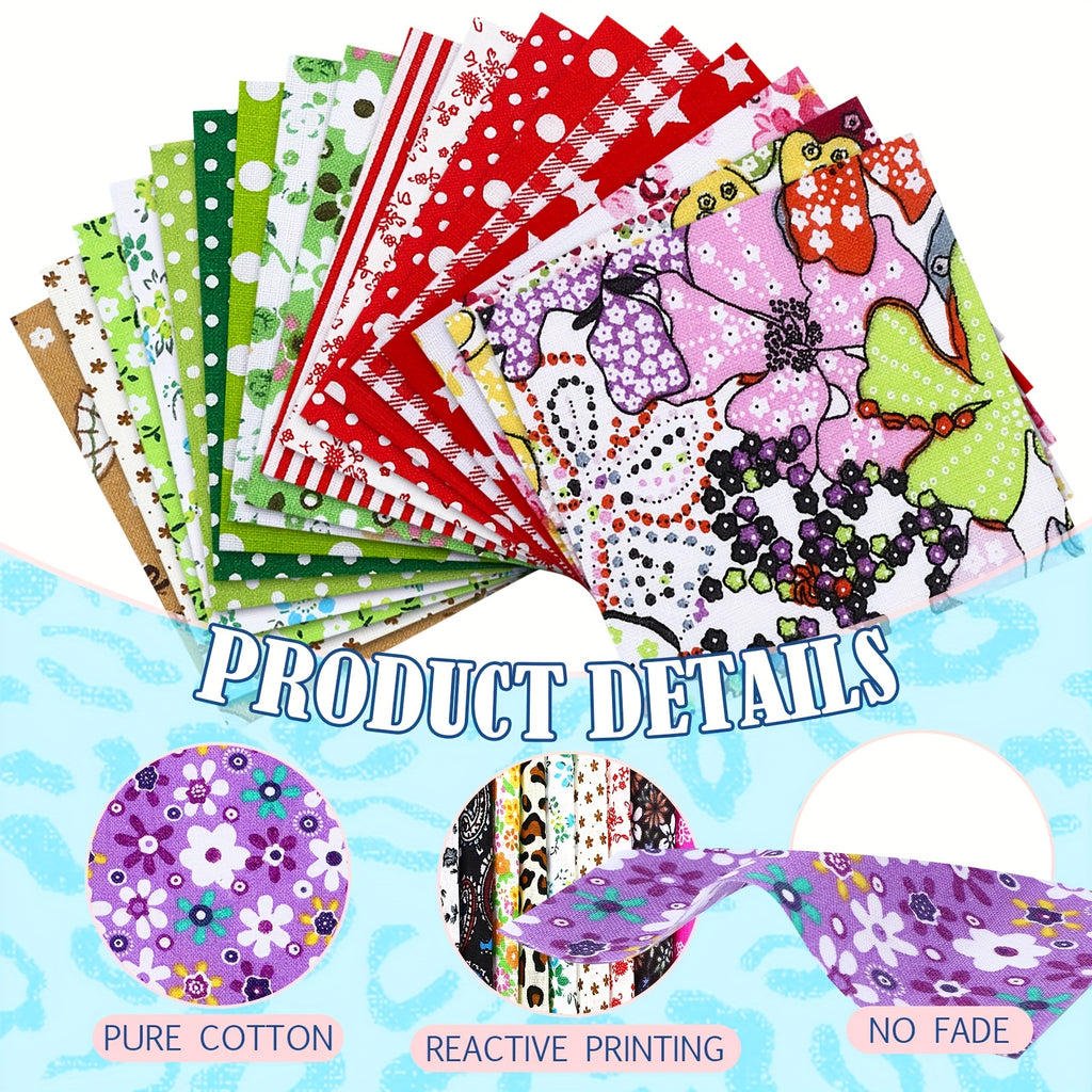 Cotton Quilting Fabric Squares, 600-Piece Precut 4 x 4 Inch Floral Patchwork Bundle in Mixed Colors for DIY Sewing, Quilt Blocks, Crafts and Clothing Accessories