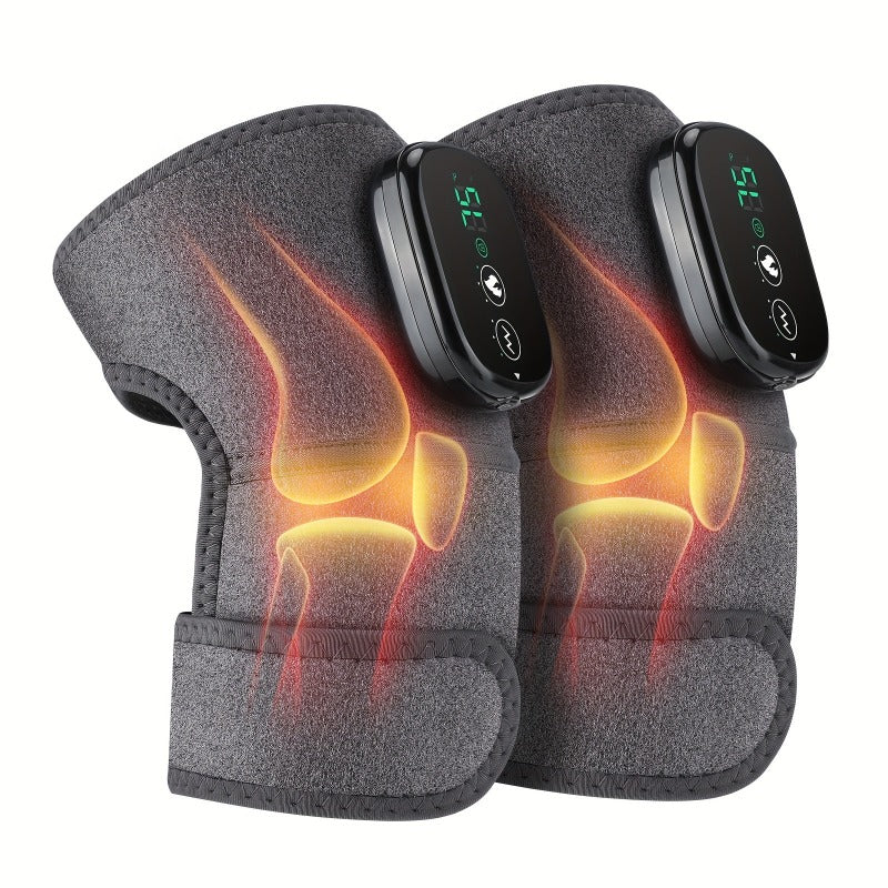 Heated Knee Massager in Gray with Vibration and Wireless Design, Single-Piece Heating Pad with Listed Knee, Shoulder and Elbow Uses for Adult Comfort Routines