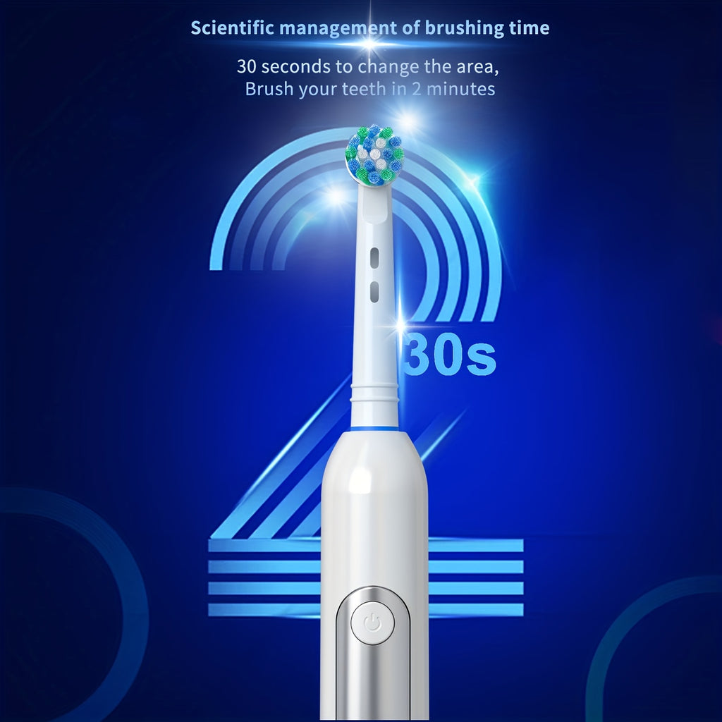 Rotating Electric Toothbrush with 8 Replacement Heads, Wireless Induction Charging, 3 Cleaning Modes, IPX7 Waterproof, Round-Head Oscillating Brush for Oral Care, Gift for Family & Parents