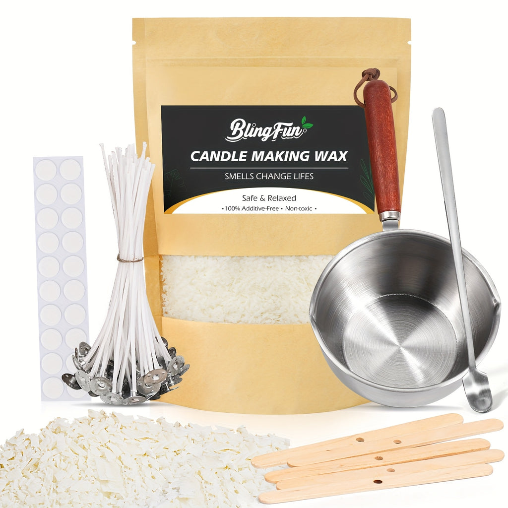 Soy Candle Craft Kit by BlingFun, DIY Candle Making Supplies with Listed Wicks, Colorants, Fragrance Oils and Thermometer for Home Decor and Handmade Gifts
