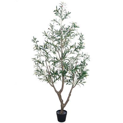 Artificial Olive Tree with Nursery Planter, 6ft 7ft 8ft Faux Tree Options with Shapeable Branches for Living Room, Porch & Home Decor