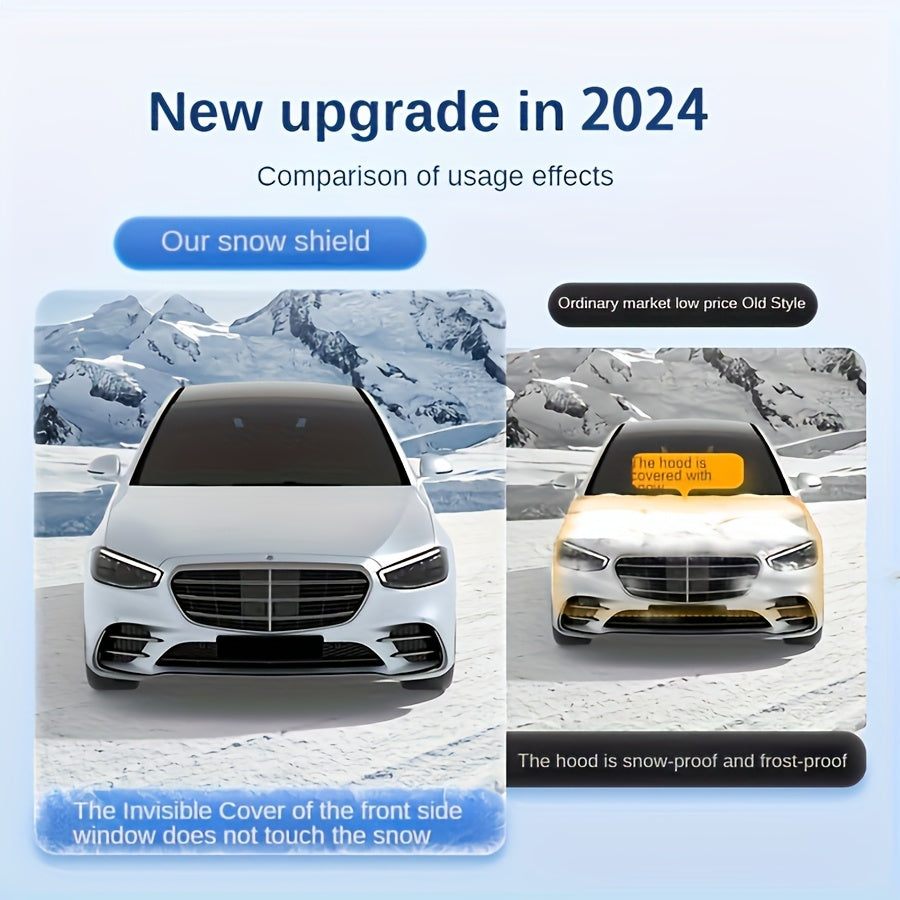 Front Windshield Snow Shield with Thickened Cloth Reference, One-Piece Car Window Cover for Parked Vehicle Frost, Snow and Seasonal Shade Use