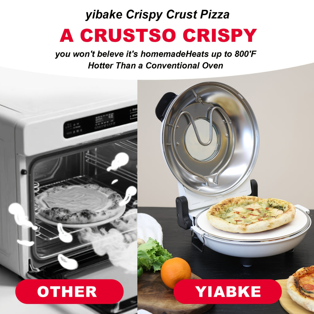 Electric Pizza Oven 12 Inch Indoor Countertop, 1200W Portable Pizza Maker with Dual Heating Elements up to 800F, Dual Knob Control, Removable Ceramic Stone and Viewing Window for Home, Pizzeria-Style Crust and Pizza Nights