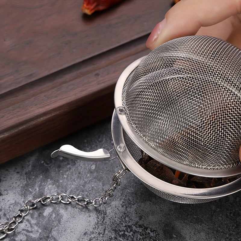 Stainless Steel Spice Filter Ball with S Size Label, One-Pack Seasoning Infuser Reference for Soup, Stew, Hot Pot and Instruction-Approved Marinade Preparation