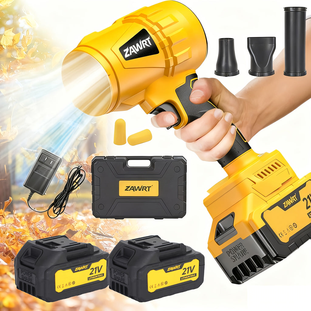 Turbo Jet Leaf Blower with Listed 30000RPM Motor, Cordless Handheld Air Tool in One-Battery Box or Two-Battery Toolbox Options for Outdoor Leaf and Dust Cleanup