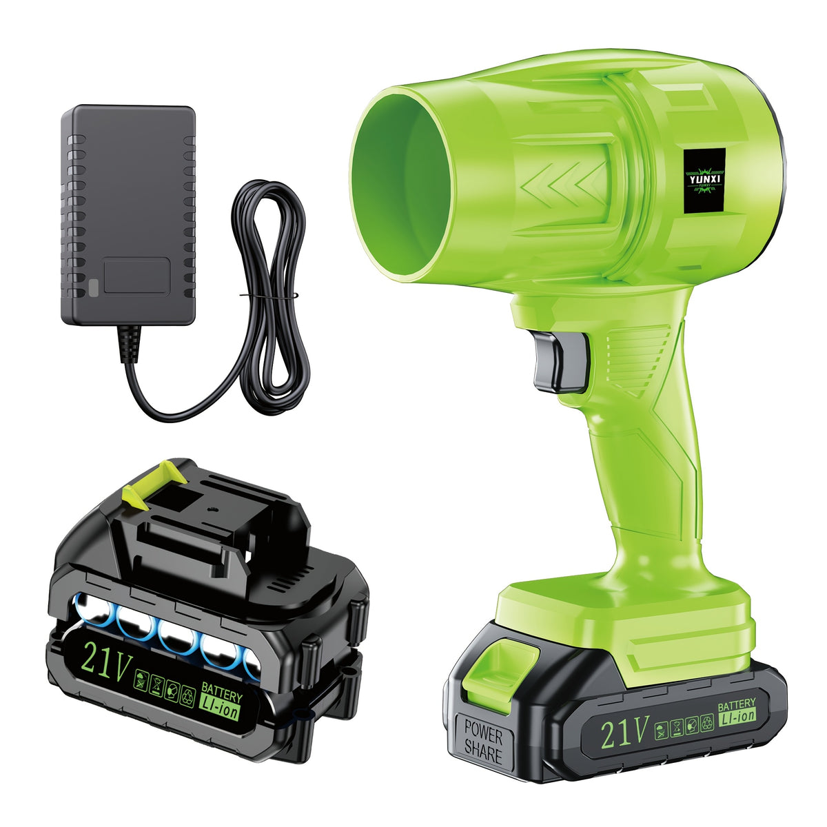 Cordless Turbo Fan Leaf Blower for Outdoor Leaves and Dust, Portable Handheld Cleaning Tool with One- or Two-Battery Accessory Options