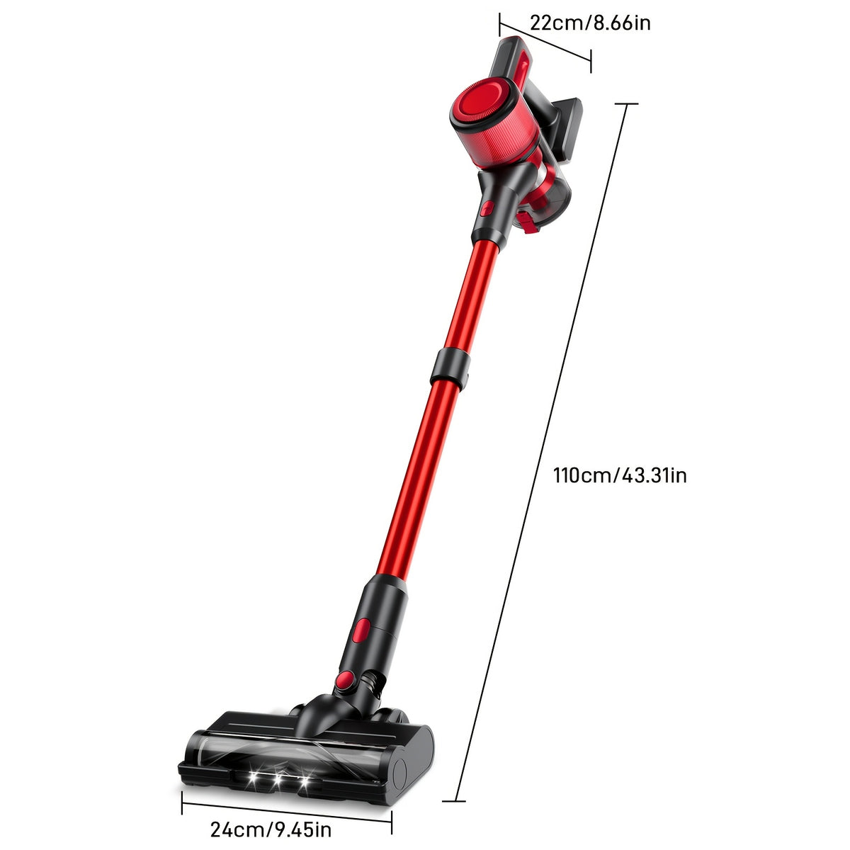 Rechargeable Stick Vacuum for Home with Cordless Handheld Cleaning Design, Listed 8-in-1 Format for Hard Floors, Carpets and Pet Hair, Eight Option Labels
