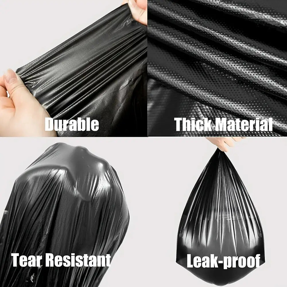 Black Trash Bags 50 Count with Listed 2 Mil Thickness, Disposable Plastic Garbage Liners for Compatible Household Bins, Patio Tidying and Garden Cleanup