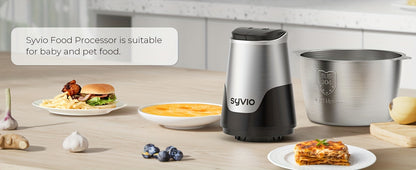 450W Two-Bowl Food Processor with Two Speed Settings and Four Bi-Level Blades, Electric Meat and Vegetable Chopper for Onions and Everyday Meal Prep