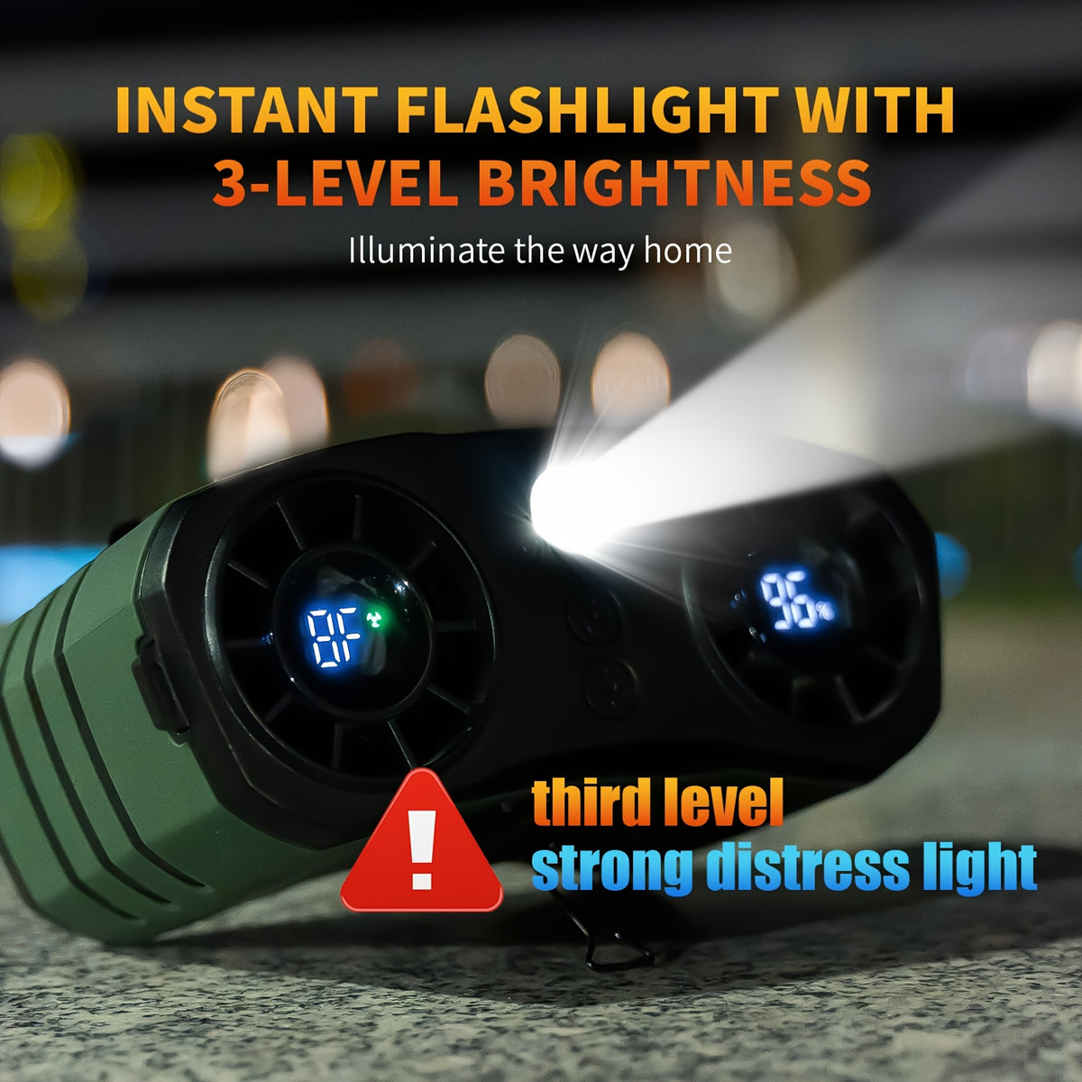 Wearable Waist Fan with Dual Air Ducts, 20000mAh Battery and 10 Speeds, USB-C Rechargeable HY-8022 with LED Light and Display for Camping, Fishing and Desk Use