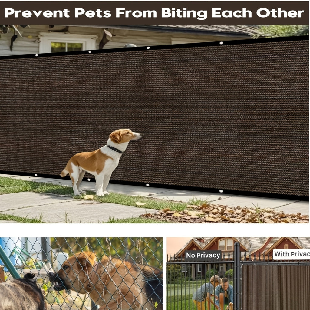 Brown Fence Privacy Screen with Listed Cable Zip Ties, Outdoor Shade Cloth Mesh in Multiple 15ft and 50ft Size Options for Garden and Backyard Fence Coverage