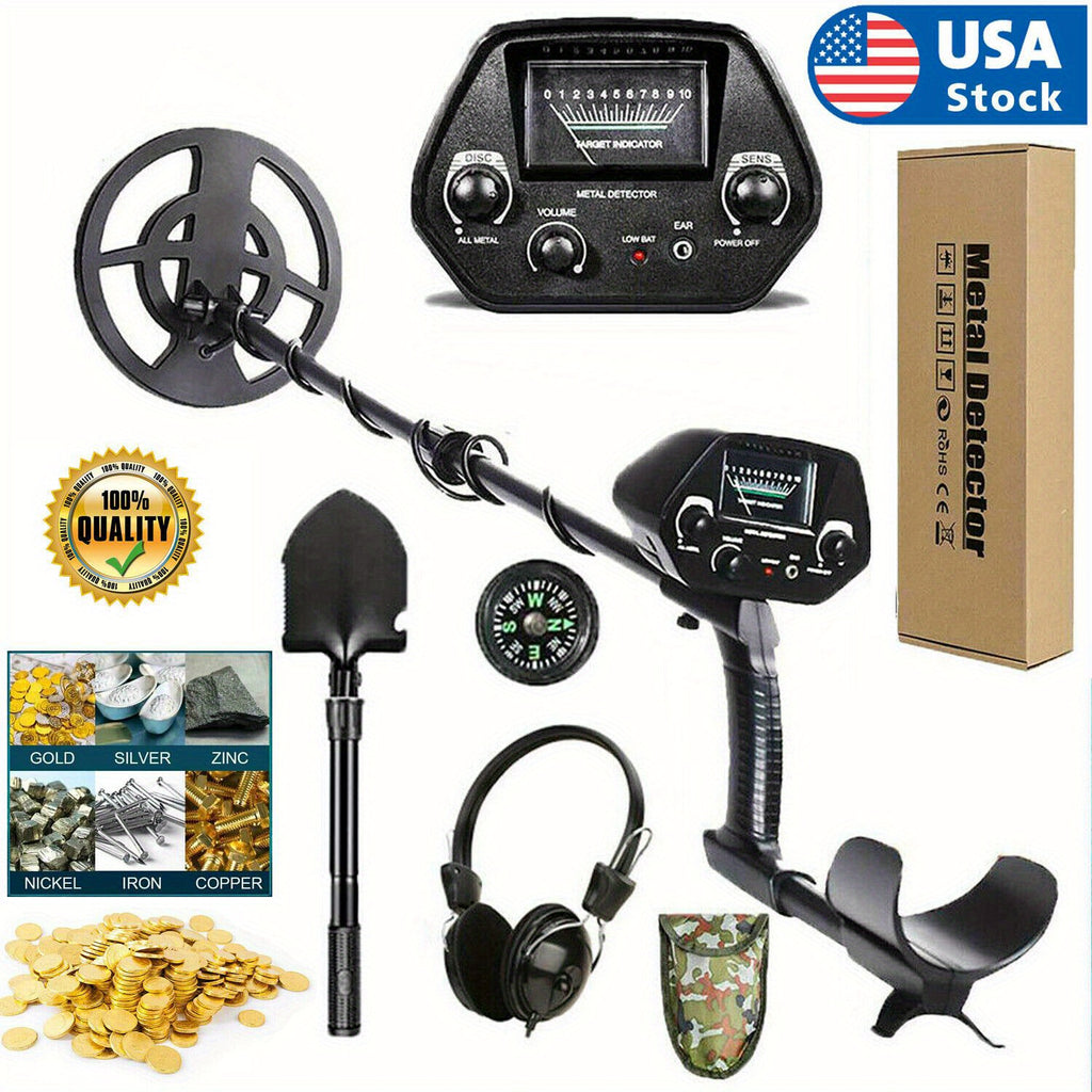 Metal Detector for Adults with Adjustable 78–107 cm Length, Mechanical Pointer and Audio References, Black or Yellow Options with Selected Bag Package for Hobby Searching