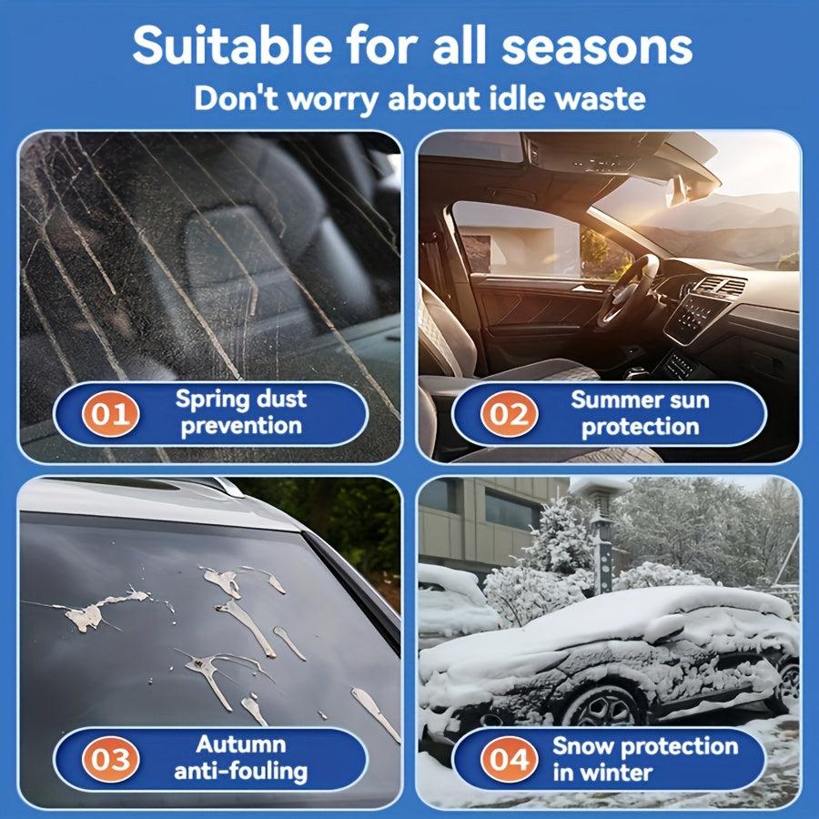 Front Windshield Snow Shield with Thickened Cloth Reference, One-Piece Car Window Cover for Parked Vehicle Frost, Snow and Seasonal Shade Use