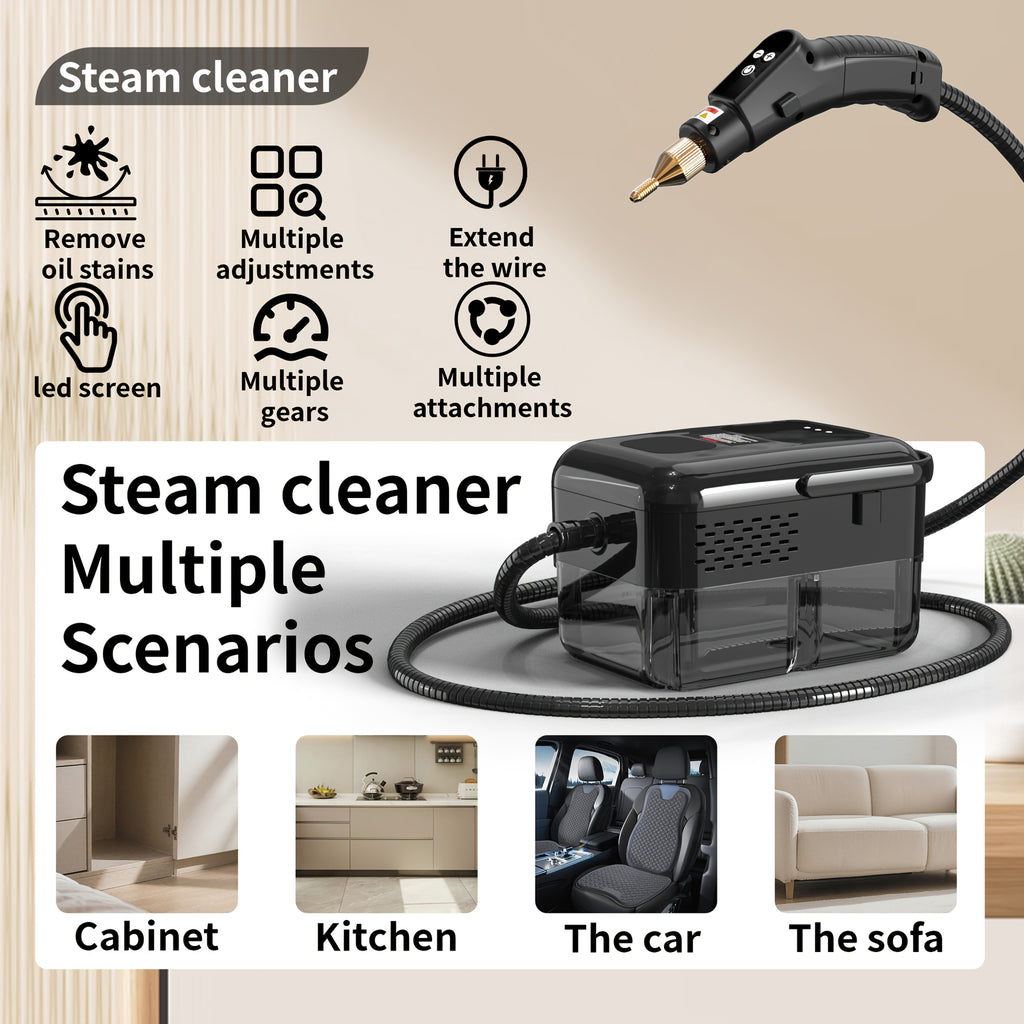 Adjustable Steam Cleaner for Home, Handheld Cleaning Machine with Listed 2500W Power, 40.58oz Tank, Nine Settings and LCD Display for Compatible Kitchen and Tile Surfaces