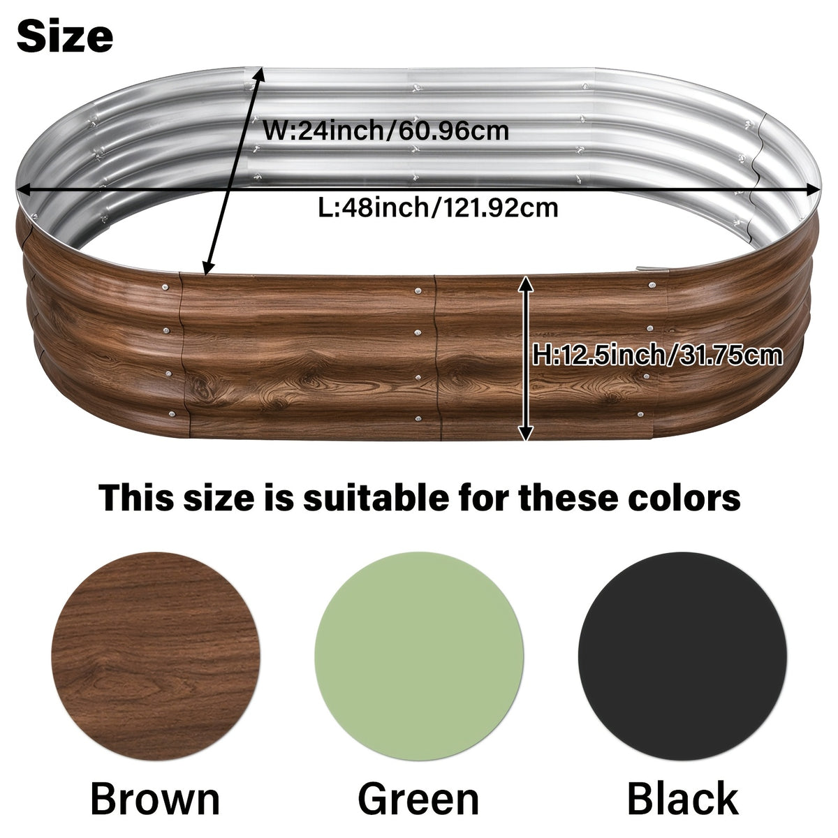Galvanized Vegetable Garden Bed Set with Oval Metal Planter Design, Outdoor Raised Planting Boxes in Single and Multipack Options for Backyard Gardening