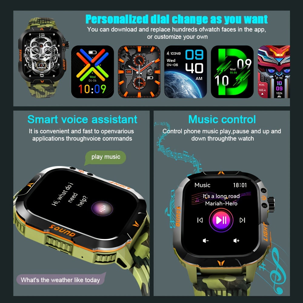 Outdoor Calling Smartwatch with Listed Compass, Altimeter, Barometer and LED Flashlight, 600mAh Battery and Sleep Tracking in Five Style Labels for Men