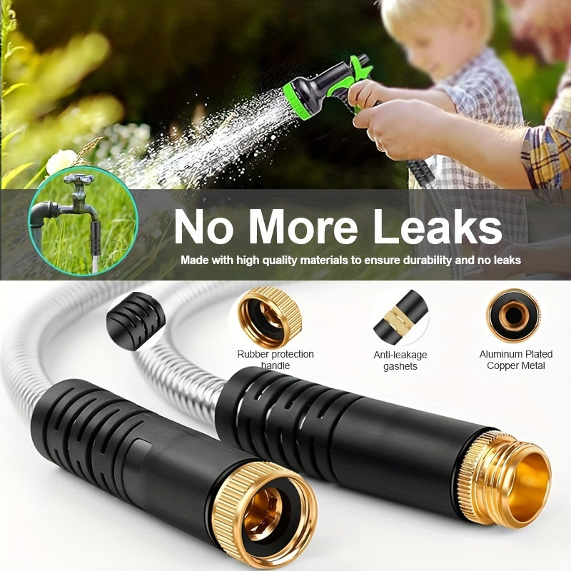 Flexible Garden Watering Hose with 25ft to 150ft Length Labels, Orange or Black Green and Selected Nozzle or Accessory Options for Lawn Care and Car Rinsing