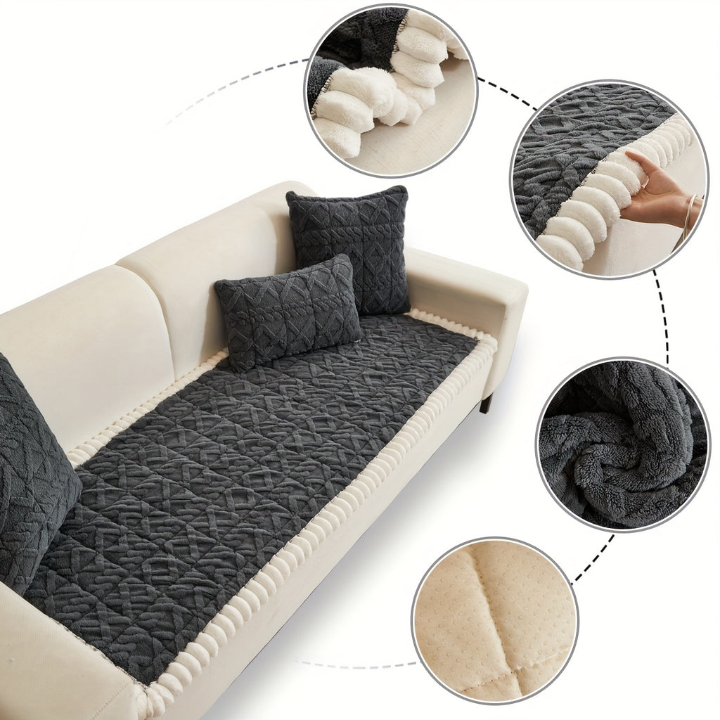 Quilted Sofa Cushion Cover, Single Polyester Seating Layer in Five Colors with Loveseat, 3-Seater, 4-Seater and Plus4 Options for Living Room Refreshes