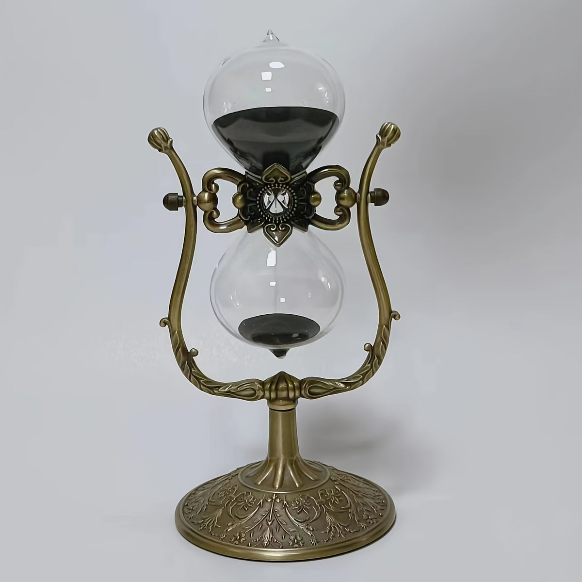 Vintage Sand Timer with 360-Degree Rotating Metal Design, Decorative Sand Clock in Brass-Labeled, Tin-Colored and U-Shaped Options for Home Office Desk Gifts