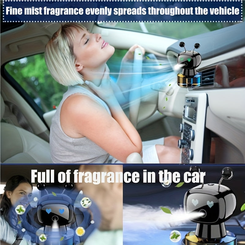 Four-Level Car Air Freshener with Rechargeable Diffuser and Listed Smart Eyes Feature, Black-Gulong, Blue-Ocean Fragrance or Red-Healton Options