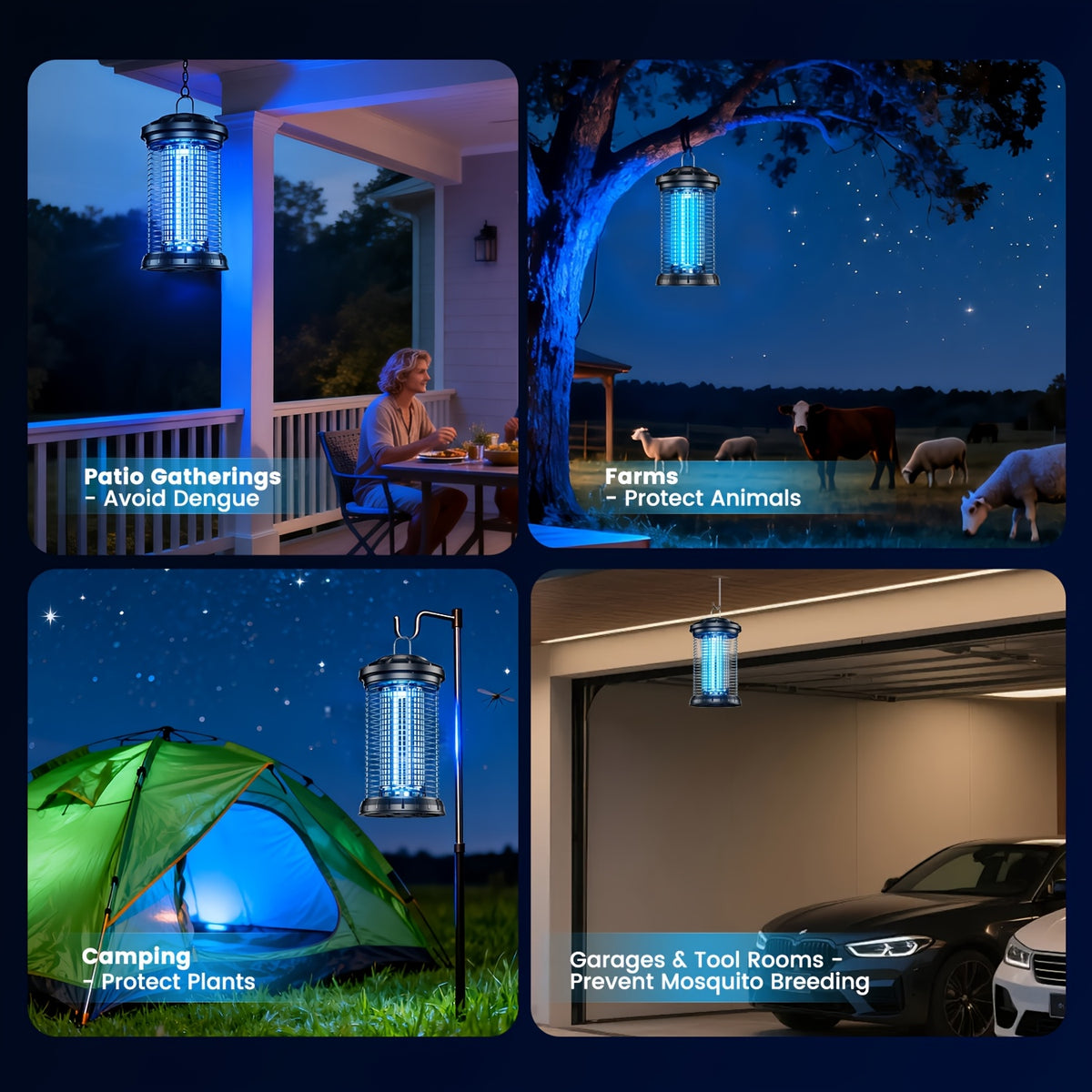 UV Light Bug Zapper Indoor Outdoor, Plug-in Electric Mosquito Killer Lamp, Insect Zapper Fly Trap for Home, Kitchen, Bedroom, Patio, Backyard, Garden and Camping
