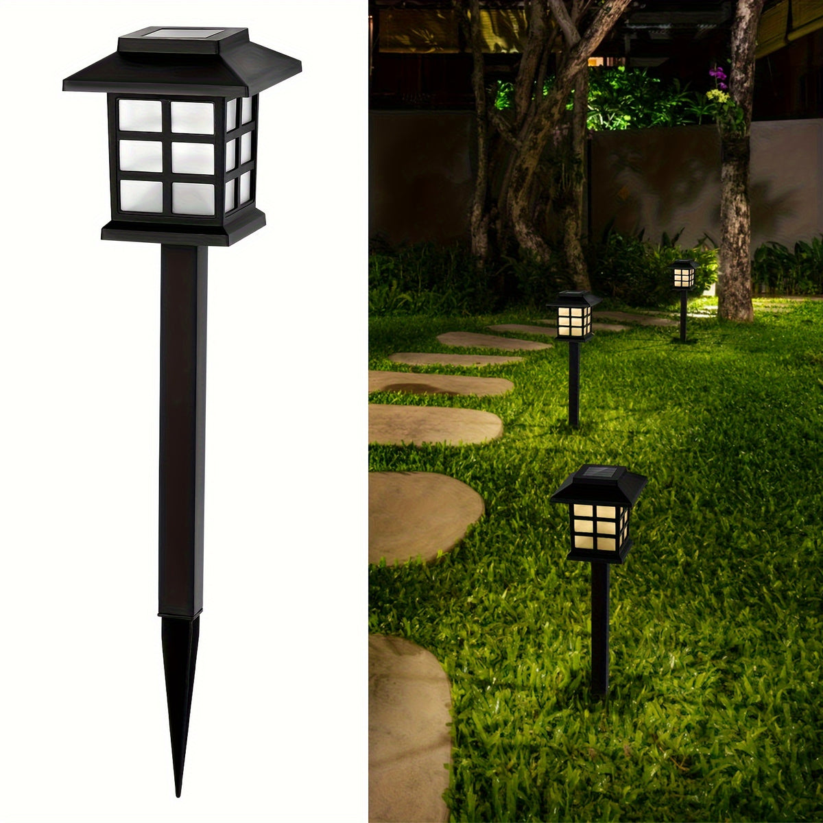 White-Light Solar Pathway Lights, Listed 12-Piece Outdoor LED Set with Automatic On-Off for Garden Paths, Lawn Borders, Patio and Yard Landscape Decoration