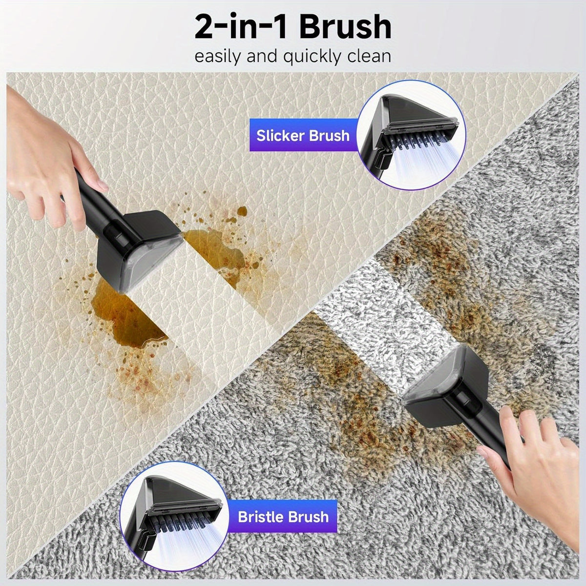 35kPa Portable Upholstery Spot Cleaner with Dual-Size Brush, Integrated Blowing and Suction, ABS Resin Body and 120V Power for Home Cleaning