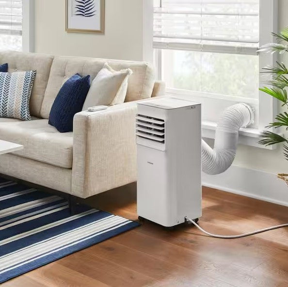 Vissani Portable Air Conditioner in White, 115V 3-in-1 Unit with Remote, 24-Hour Timer, Washable Filter and Casters, 5000 or 6000 BTU-Labeled Options
