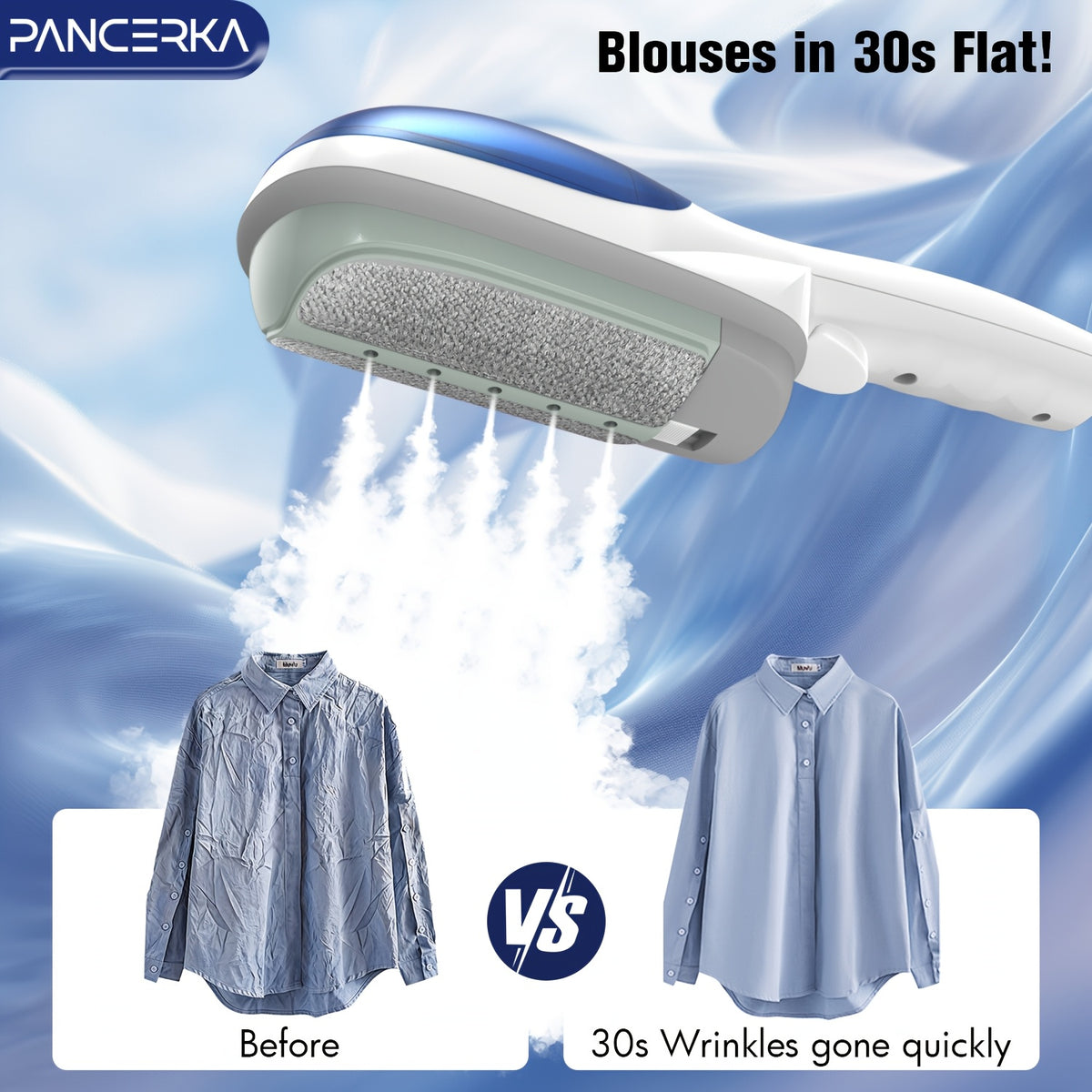 PANCERKA Portable Steam Iron for Clothes with Listed 25-Second Heat-Up, Horizontal and Vertical Steaming and Dry Ironing in Blue or Green