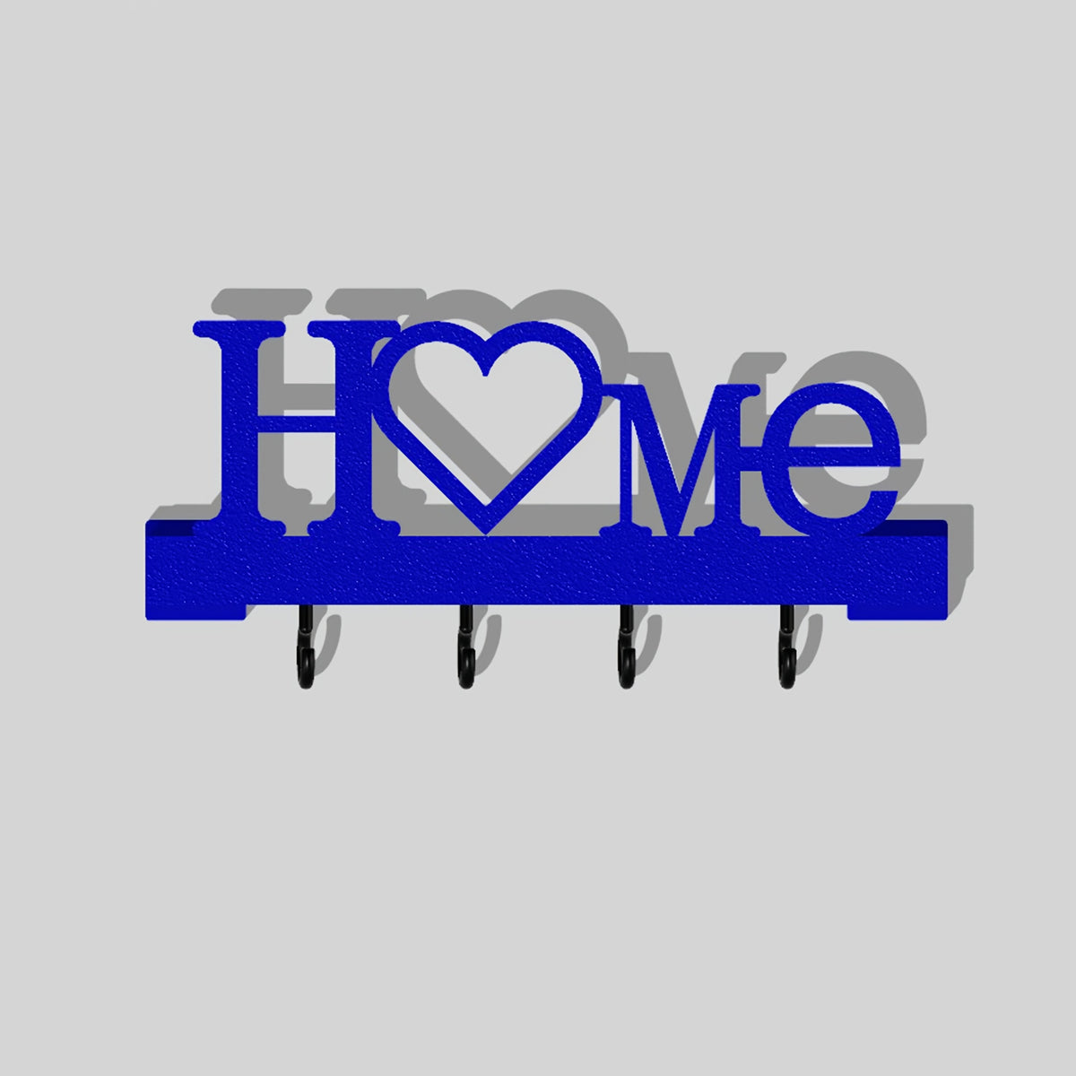 Home Love Key Hook Organizer for Wall-Mounted Entryway Storage, Single Decorative No-Drill Key Rack in Black, White, Grey or Blue for Hallways and Living Rooms