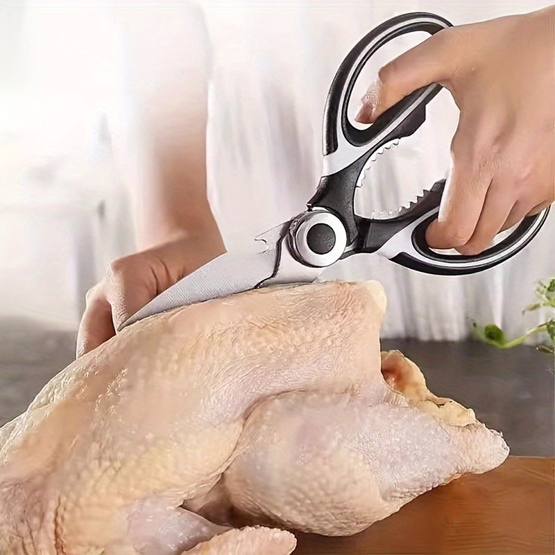 Multifunctional Poultry Shears with Stainless Steel Blades and Ergonomic Handle, Single Pair of Kitchen Scissors for Chicken, Duck, Fish and BBQ Meal Preparation