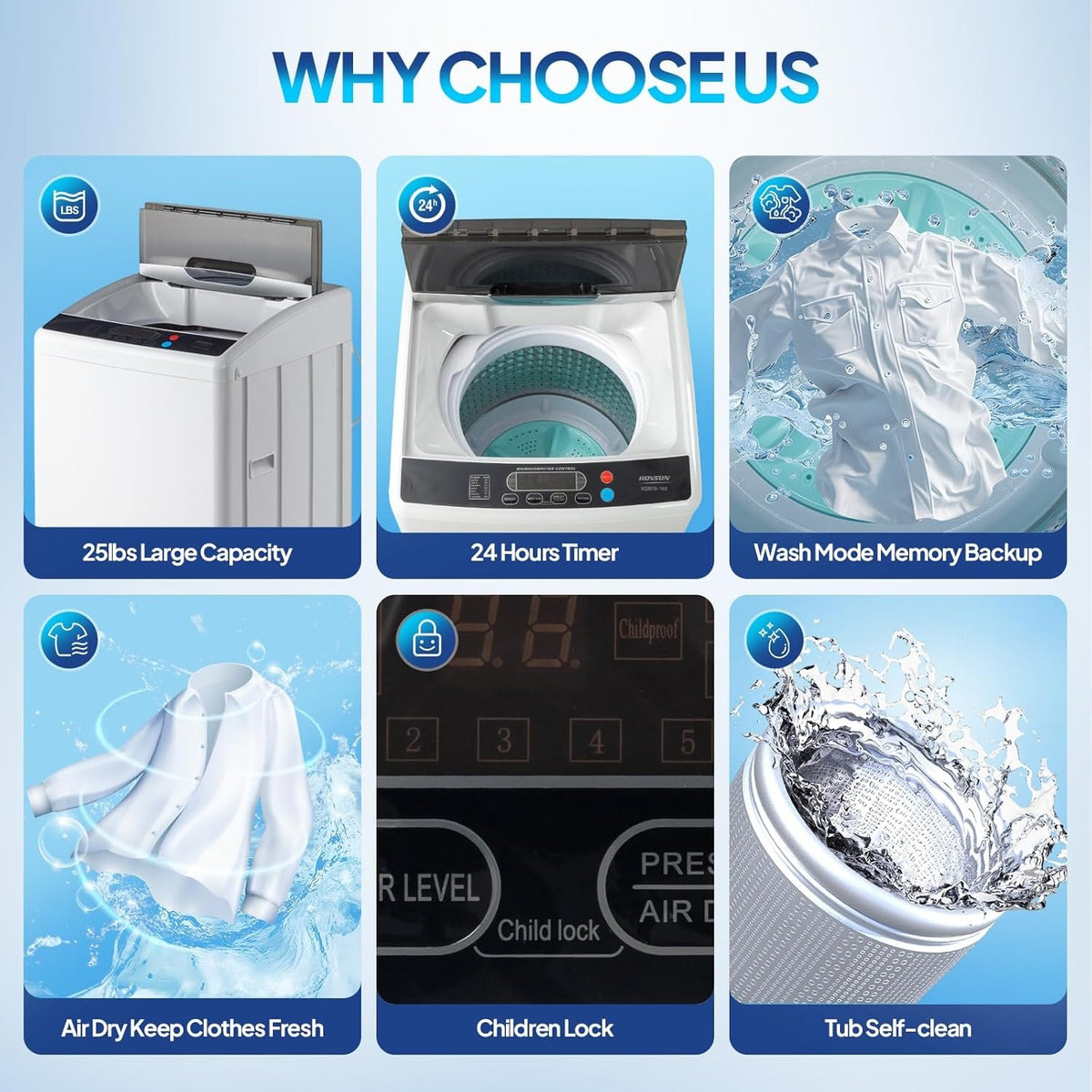 Washer and Dryer Combo, Compact Wash & Dry Laundry Set, Stainless Steel Tub, Smart Control, Low Noise, Wall-Mountable, for Apartment, Dorm, RV & Small Space