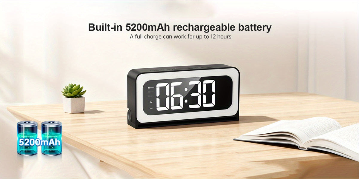 Alarm Clock Security Camera with 2K Video, Dual-Band 2.4GHz and 5GHz WiFi, Color Night Vision, Motion Detection and Two-Way Talk, Battery or USB Power
